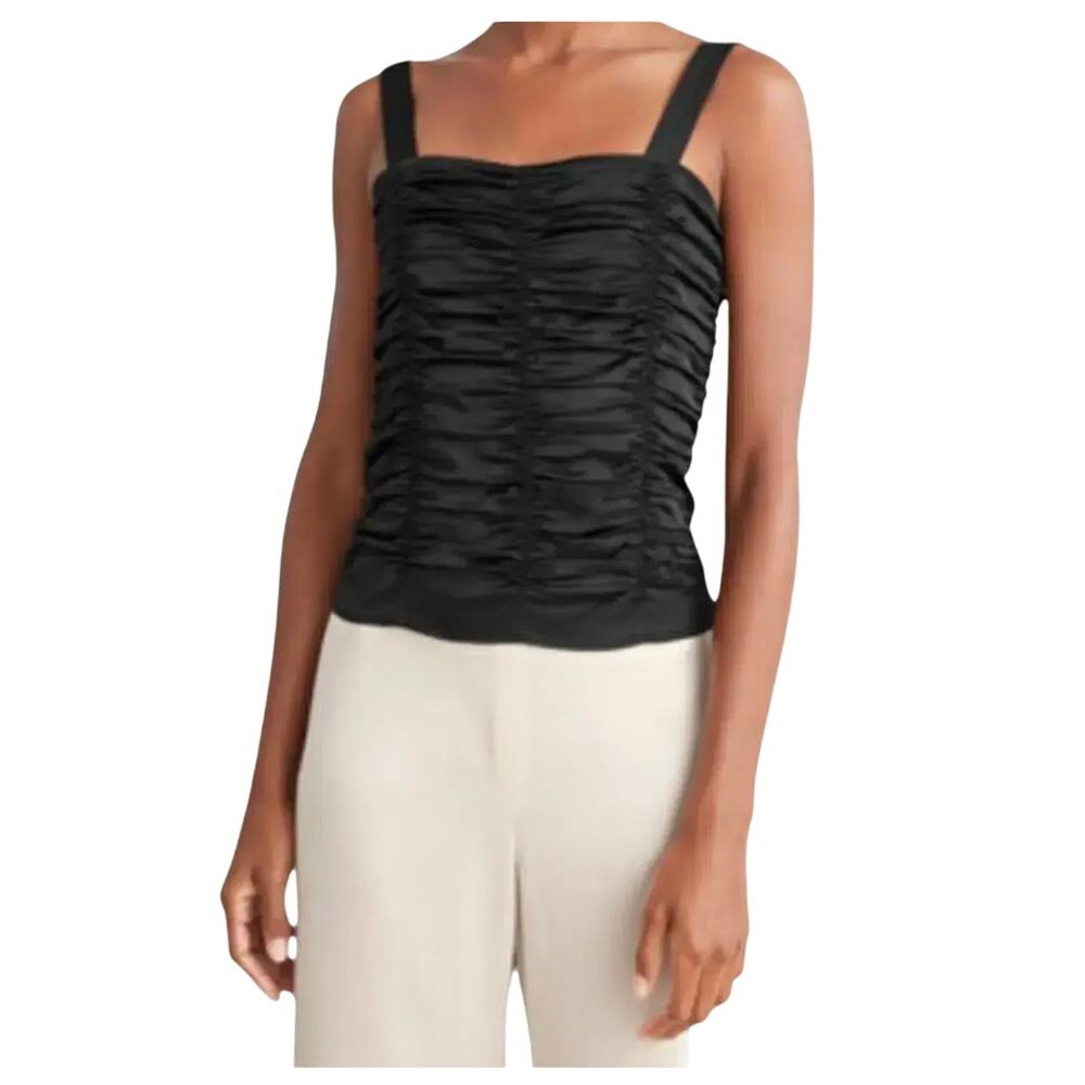 & Other Stories Stockholm Atelier Black Ruched Satin Camisole – Size 2